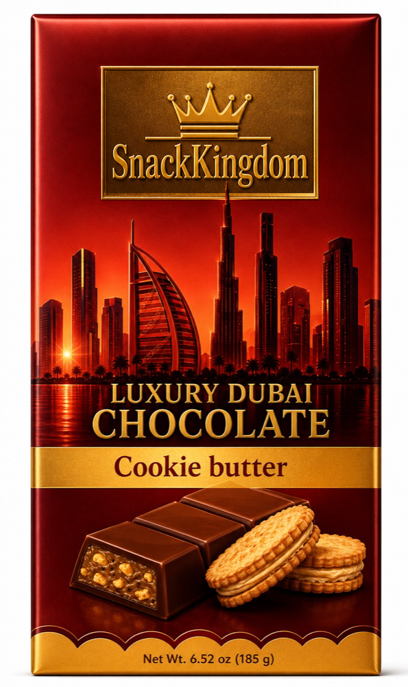 SnackKingdom Luxury Dubai Chocolate Cookie Butter bar, 90 g