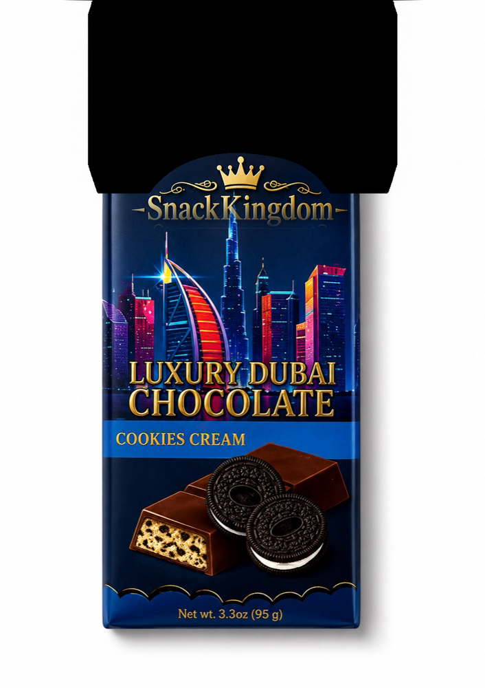 SnackKingdom Luxury Dubai Chocolate Cookies N Cream bar, 85 g
