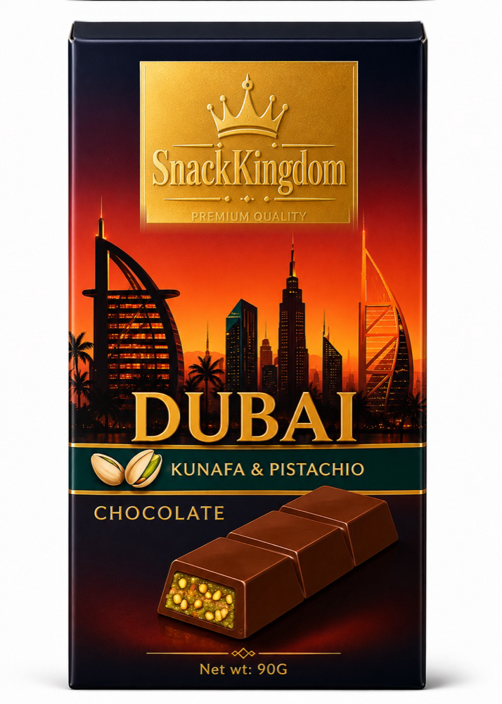 SnackKingdom Dubai Kunafa & Pistachio Chocolate bar, 90 g