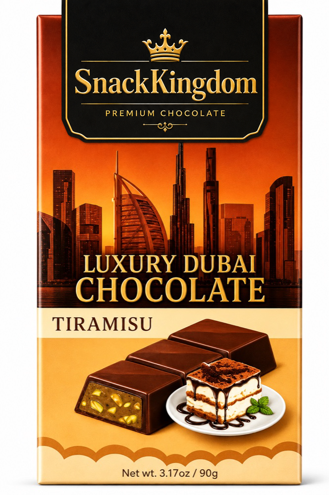 SnackKingdom Luxury Dubai Chocolate Tiramisu bar, 90 g